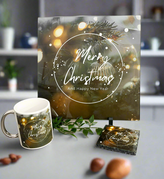Dark Merry Christmas and A Happy New Year Bundle (Splashback & Mug and Coaster)