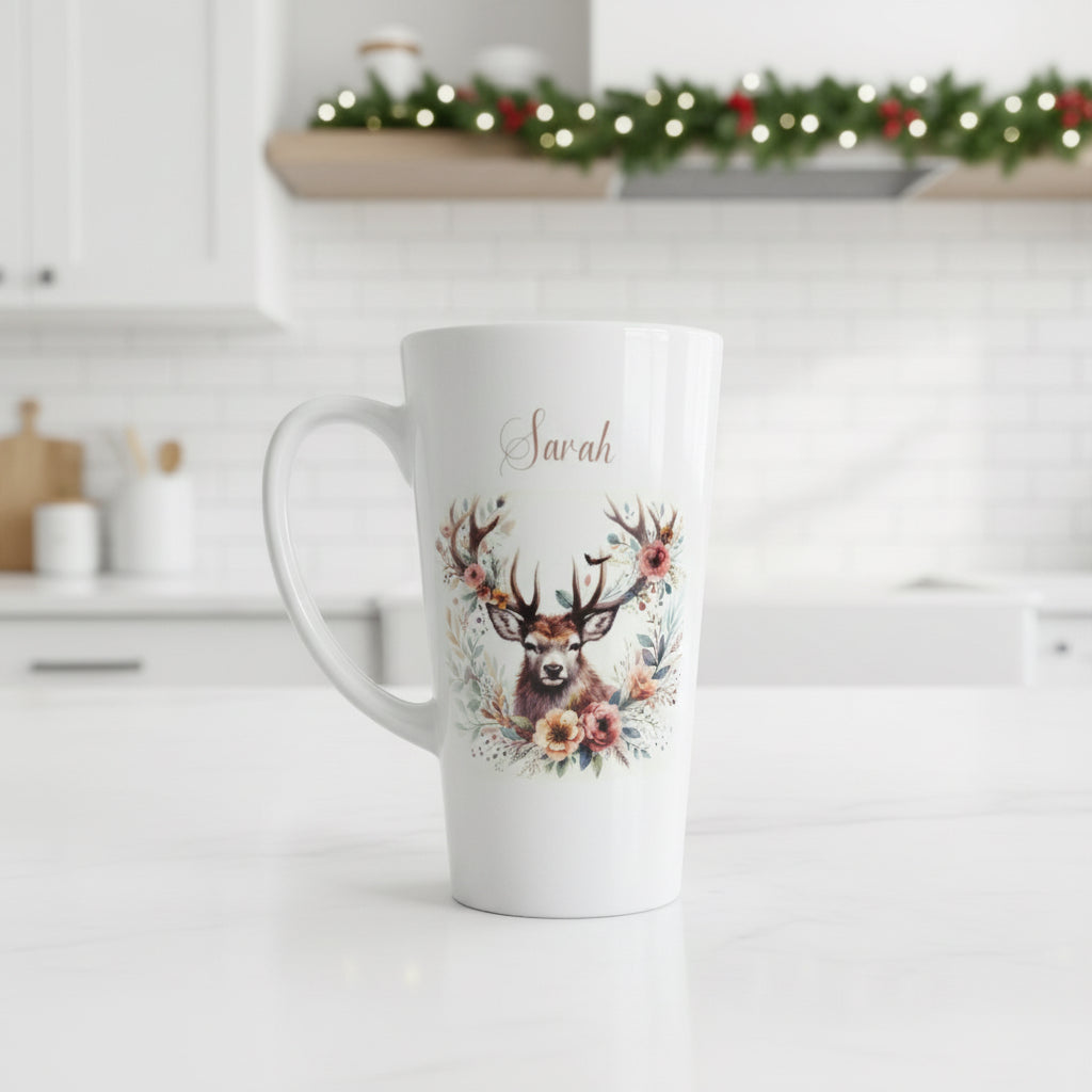 Floral Stag Latte Ceramic Mug 17oz inc Box