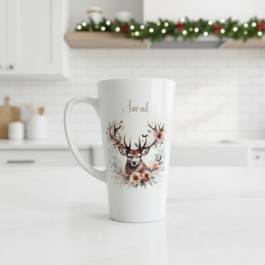 Floral Stag Latte Ceramic Mug 17oz inc Box