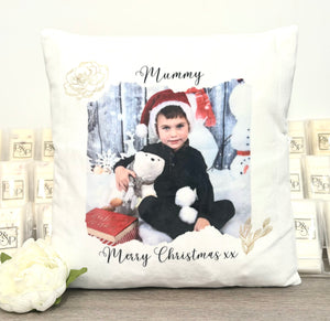 Photo and Text with Rose Cushion 40cm