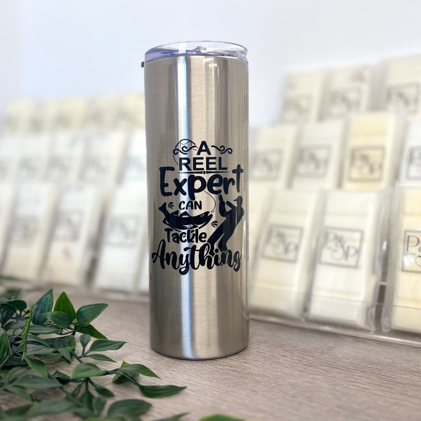 “A Reel Expert” Fishing Silver Stainless Steal Tumbler