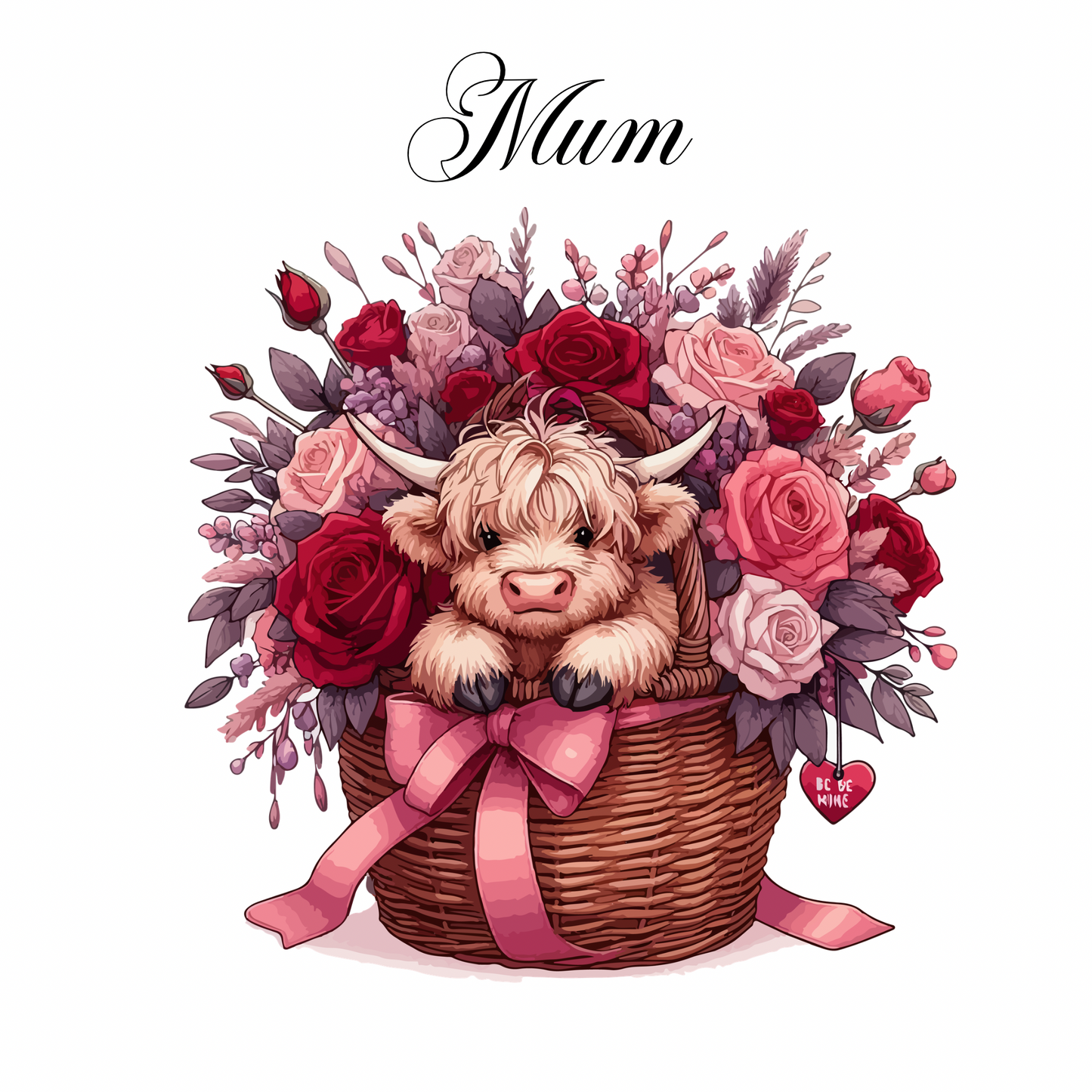 Highland Cow Valentines 3- Tester for Latte and 11oz Pink Mug