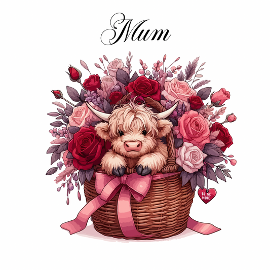 Highland Cow Valentines 3- Tester for Latte and 11oz Pink Mug