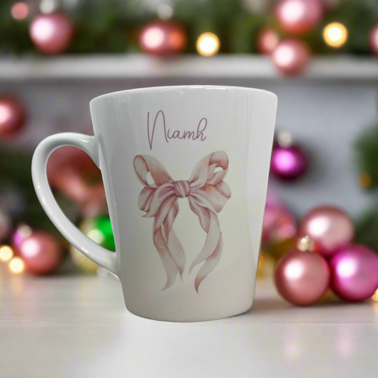 Pink Bow Mini Initial Latte Mug