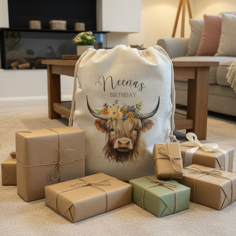 Highland Cow Birthday Sack