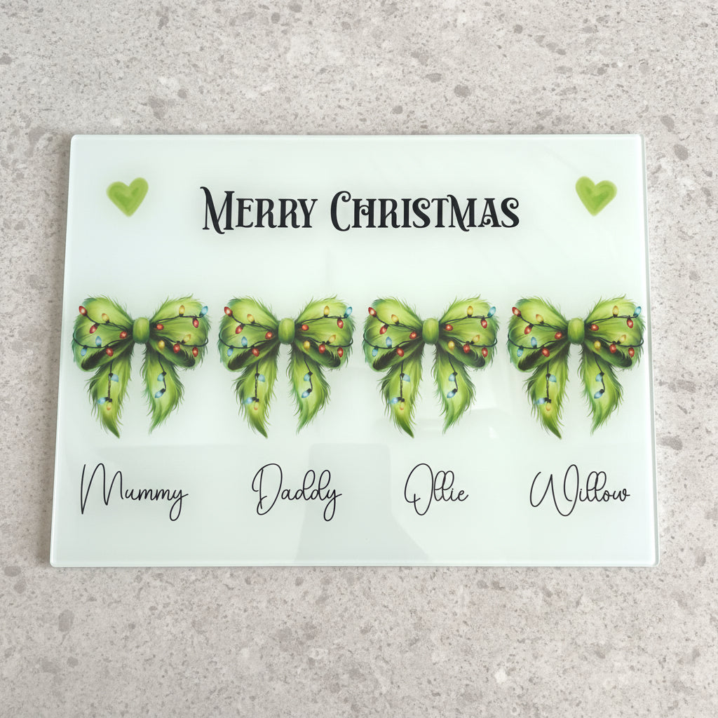 Grinchies Bow Family - A3 Splashback / Choppingboard