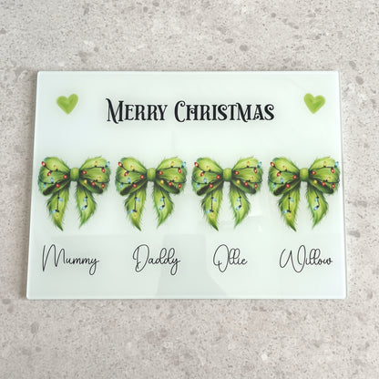 Grinchies Bow Family - A3 Splashback / Choppingboard