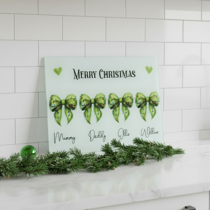 Grinchies Bow Family - A3 Splashback / Choppingboard