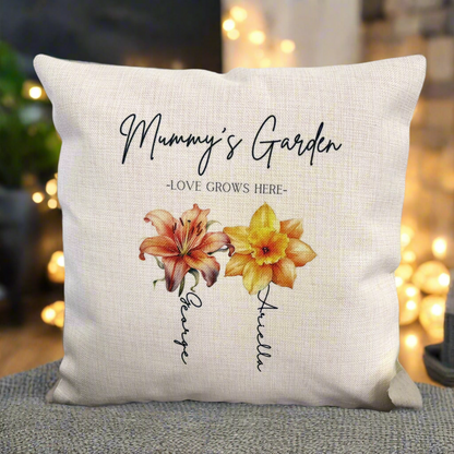 Love Grows Here - 40cm Filled Cushion (Don’t forget to leave us the name for who’s Garden this is)