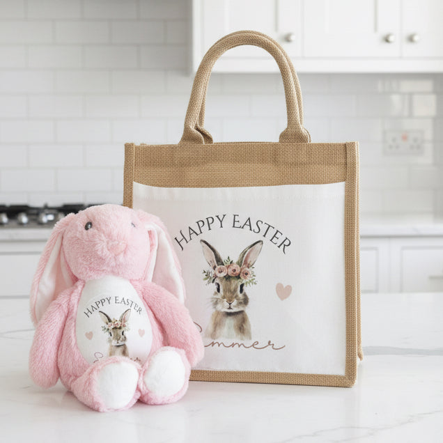 Floral Bunny Teddy and Tote bag Bundle