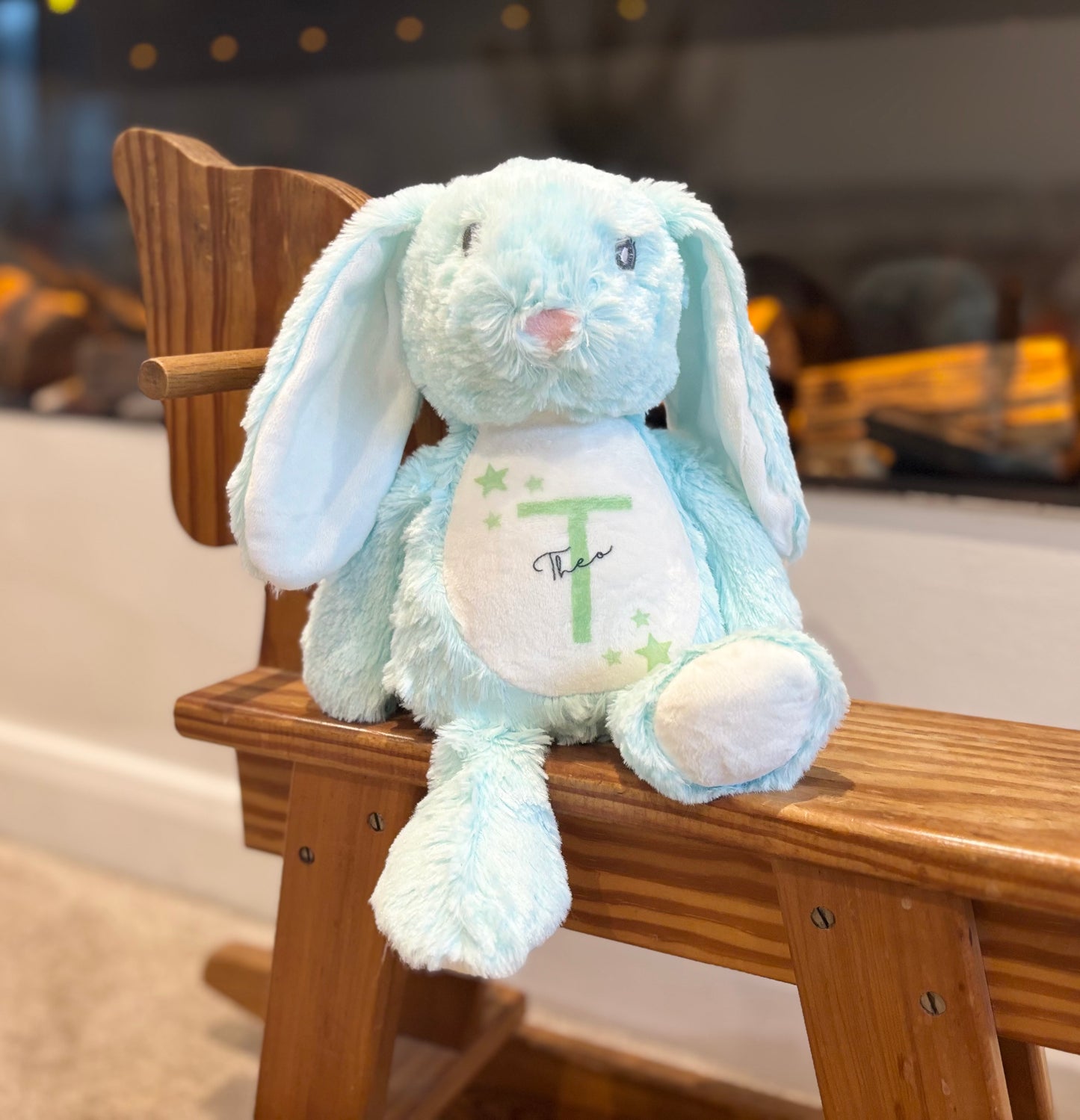 Blue Floppy Rabbit Plush with Initial & Name