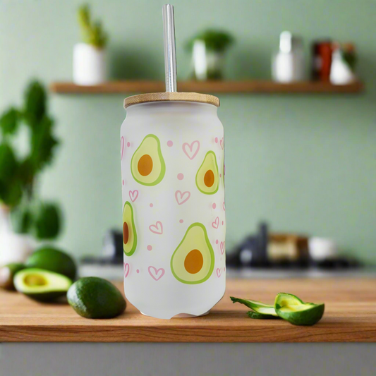 Avocado Frosted Glass Can 18oz Tumbler