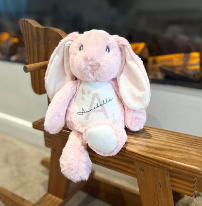 Pink Floppy Rabbit Plush with Initial & Name