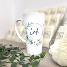 New Latte Ceramic Mug 17oz Spring Wreath inc Box