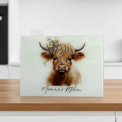 Highland Cow Sage Green Head Piece Chopping Board 30cm