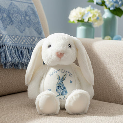 Blue Floral Bunny Teddy - Happy Easter