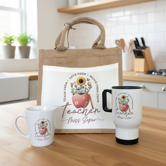 Teacher Apple Design Tote Bag Bundle