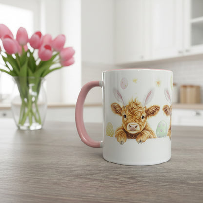 Highland Cow Pink Handle Mug