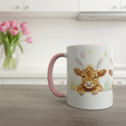 Highland Cow Pink Handle Mug