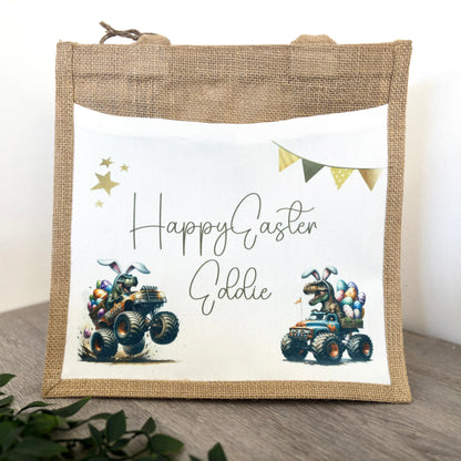 Happy Easter Monster Truck Design Tote Bag