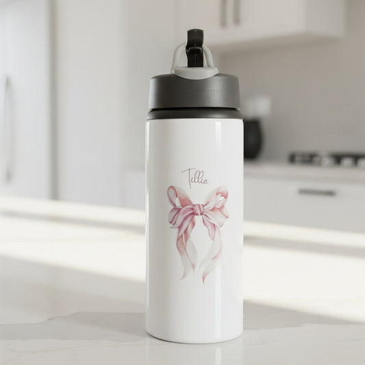 Pink Bow Flip Lid Sports Bottle