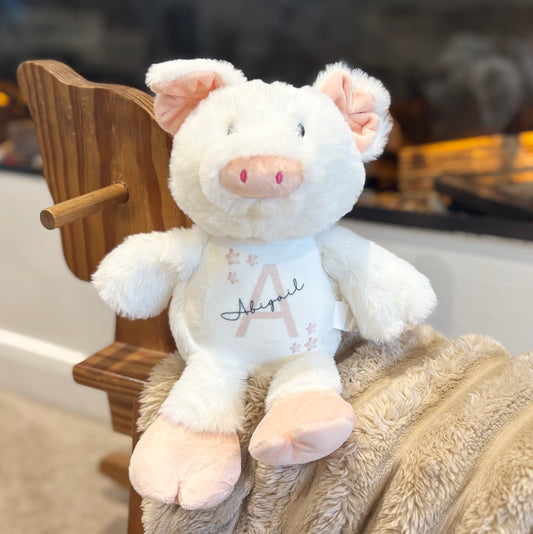 Pre Order: Pig Teddy Bear Plush with Initial & Name