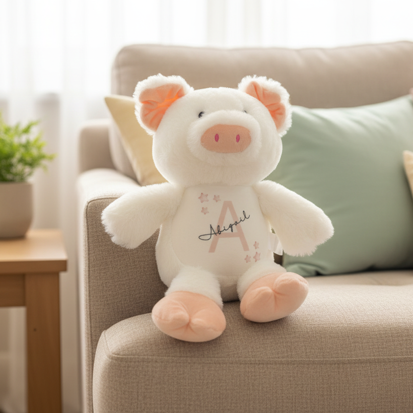 Pre Order: Pig Teddy Bear Plush with Initial & Name