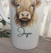 Latte mug -Highland Cow - Jayne (duplicated font)