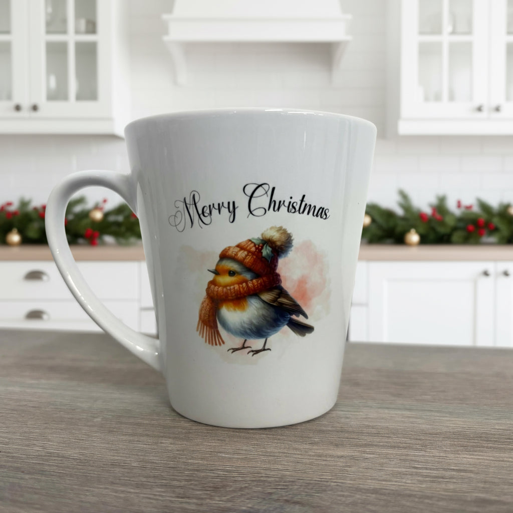 Red Scarf Robin Mini Latte Mug