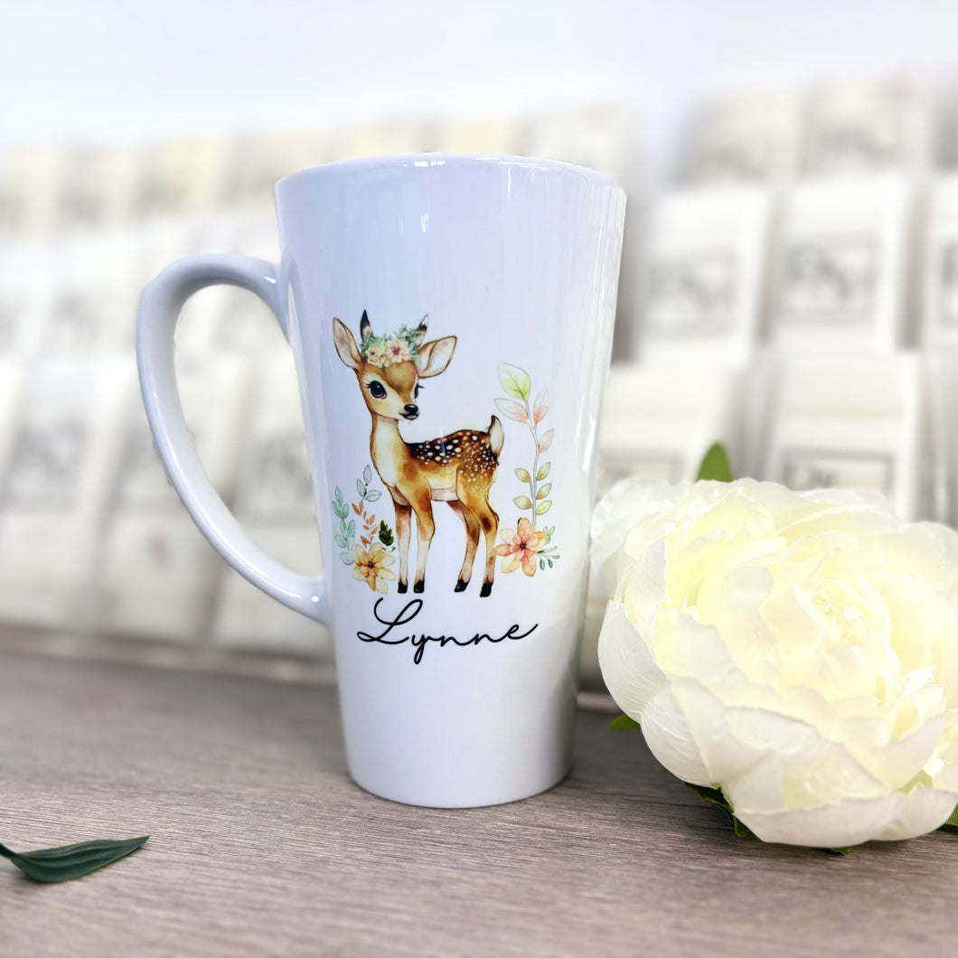 New Latte Ceramic Mug 17oz Baby Deer inc Box