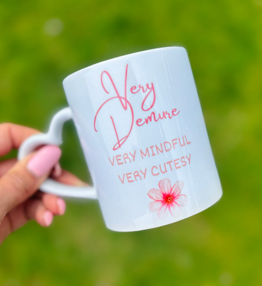 Very Demure Flower Love heart handle Mug