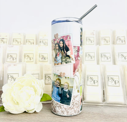 7 Photo Rose Gold Glitter Tumbler
