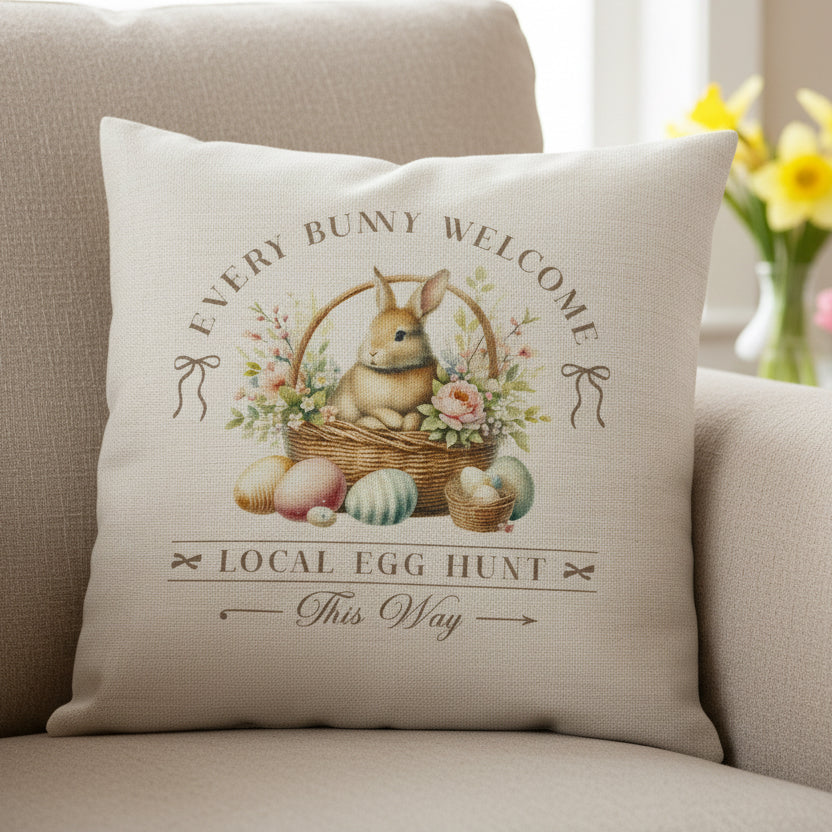 Vintage Spring Bunny Design Cushion