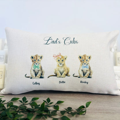 Daddy/Dad/Grandads Lion Cubs Filled Cushion
