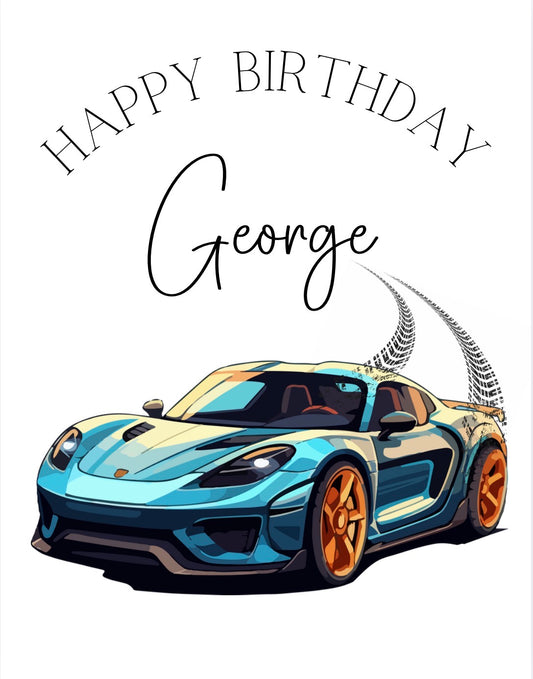 TESTER Birthday Sack Blue Sport Car