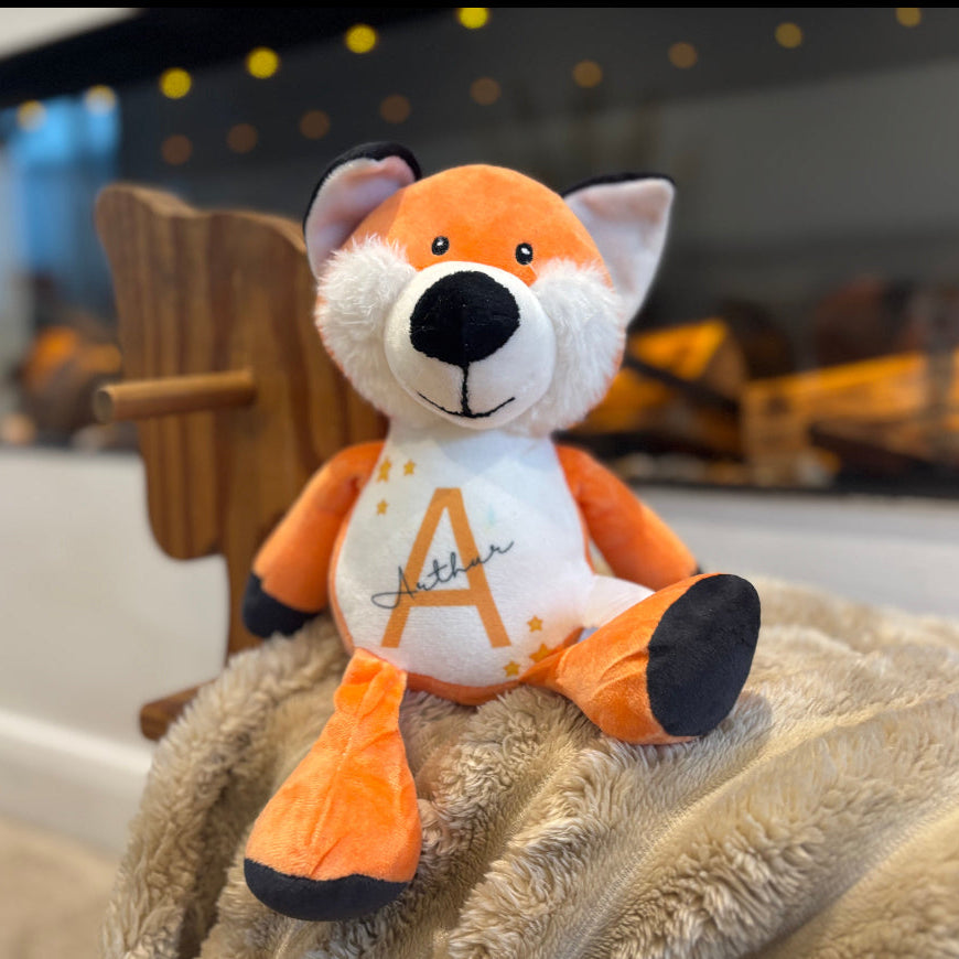 Pre Order: Fox Teddy Bear Plush with Initial & Name