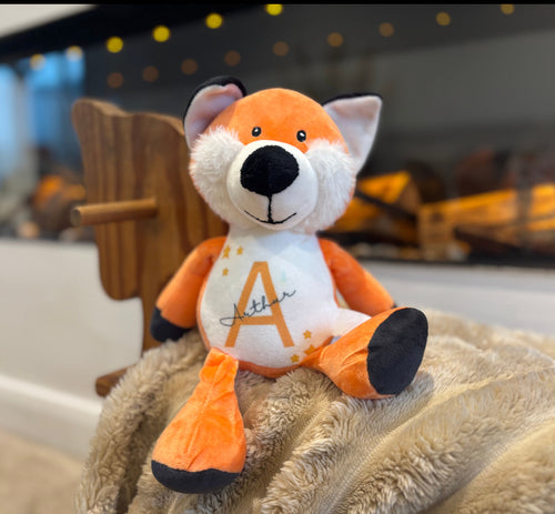 Pre Order: Fox Teddy Bear Plush with Initial & Name