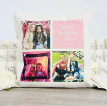 3 Photo Pink Panel Happy Birthday Photo Cushion 40cm