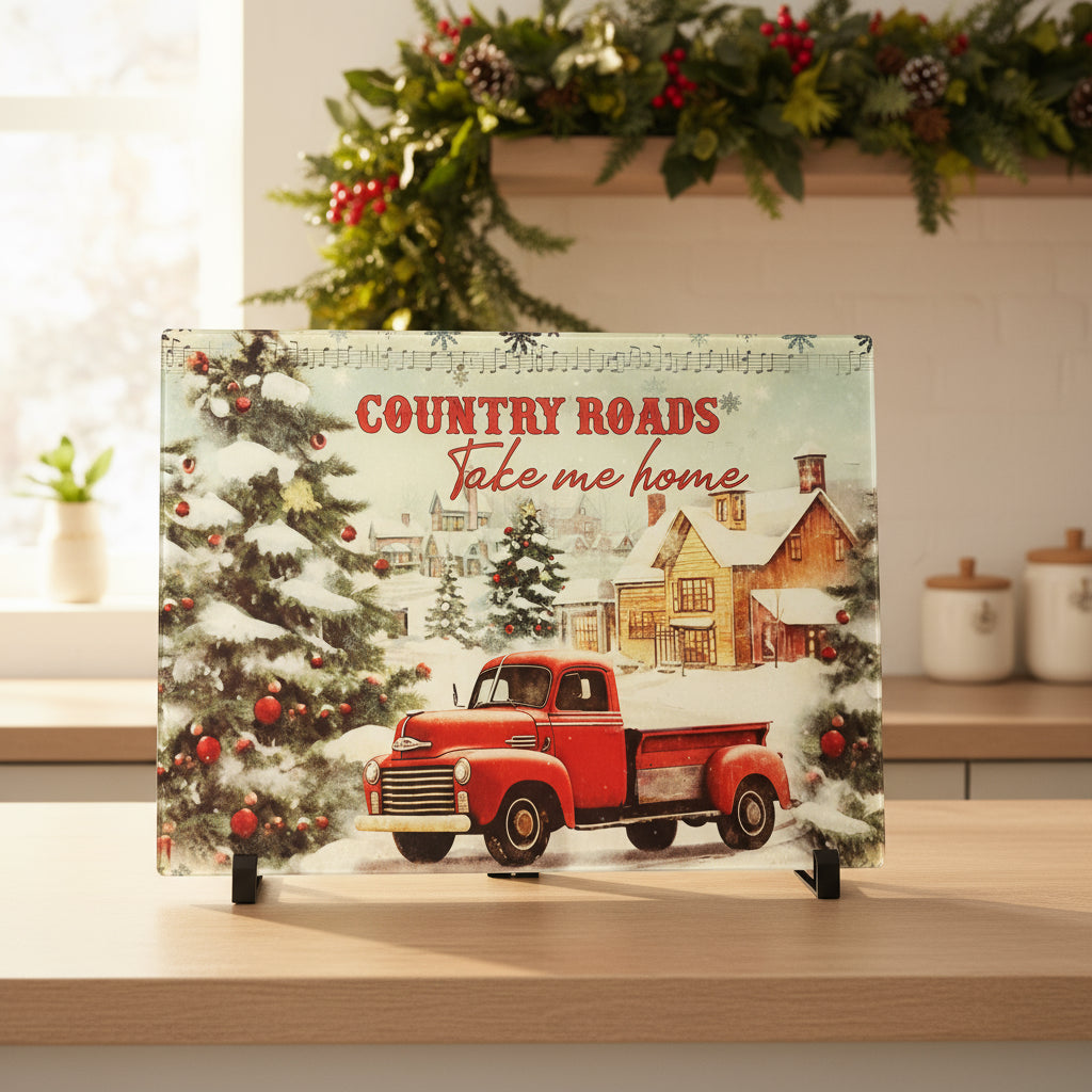 Country Roads Red Truck A3 Chopping Board/ Splashback