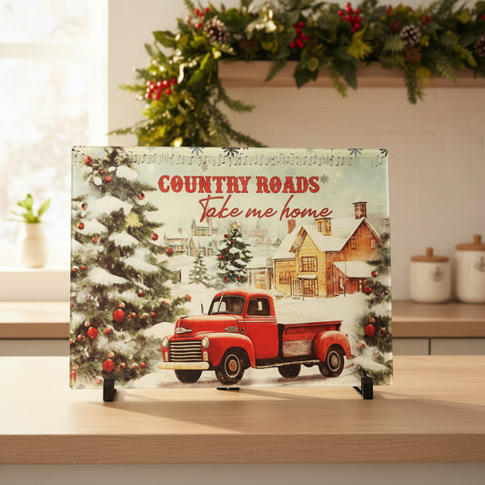 Country Roads Red Truck A3 Chopping Board/ Splashback