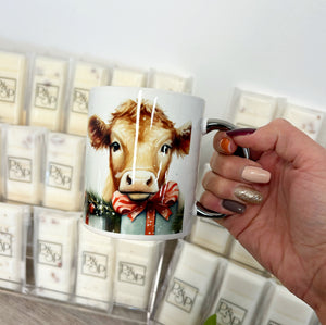 Christmas Light Brown Cow Mug