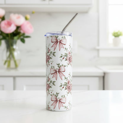 Vintage Rose and bows Named Tumbler