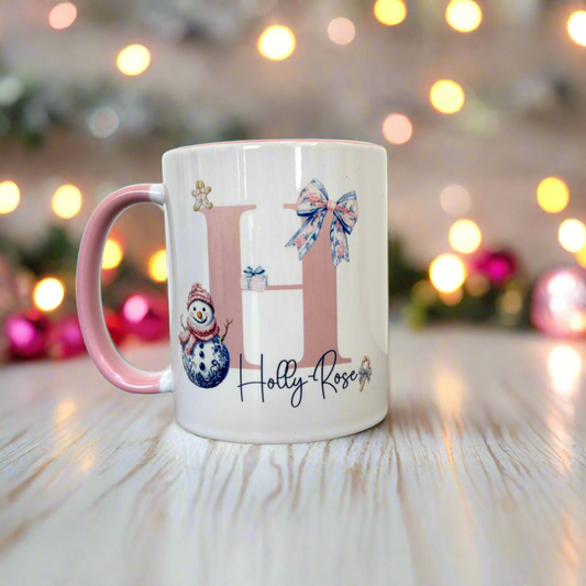 Preppy Christmas Pink Handle Mug