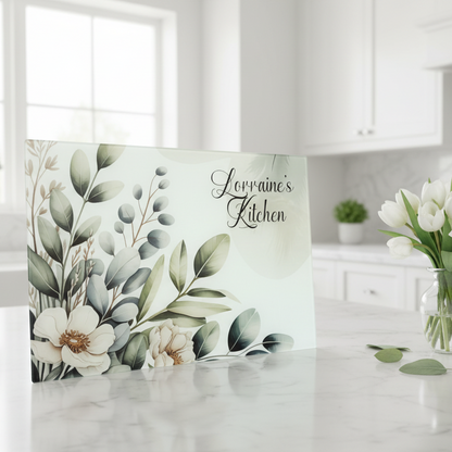 Sage Green Floral Chopping Board A3