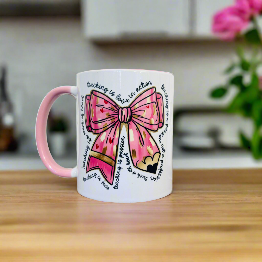 Teacher Pink Pencil Bow 11oz Mug