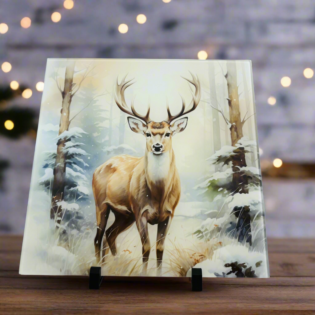 Stag Woodland Snow 30cm Chopping/ Serving Board