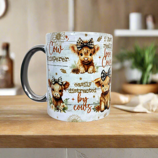 Highland Cow Wrap Silver handle mug