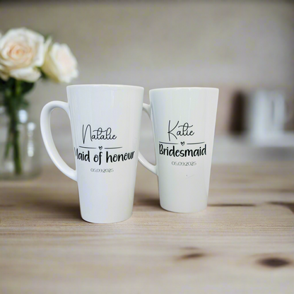 Bride/ Bridesmaid heart 17oz Latte Mug