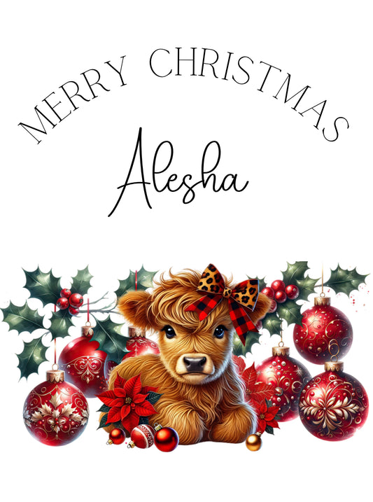 TESTER Santa Sack highland cow red baubles