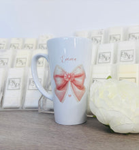 New Latte Ceramic Pink Bow with Flower Mug 17oz inc Box